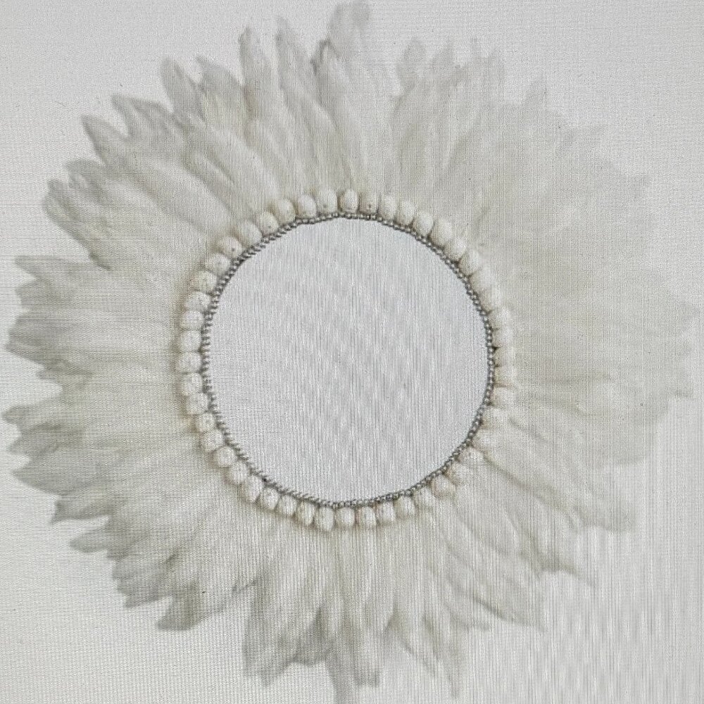 New Brewster Wall Decorative Beaded White Feather Mirror